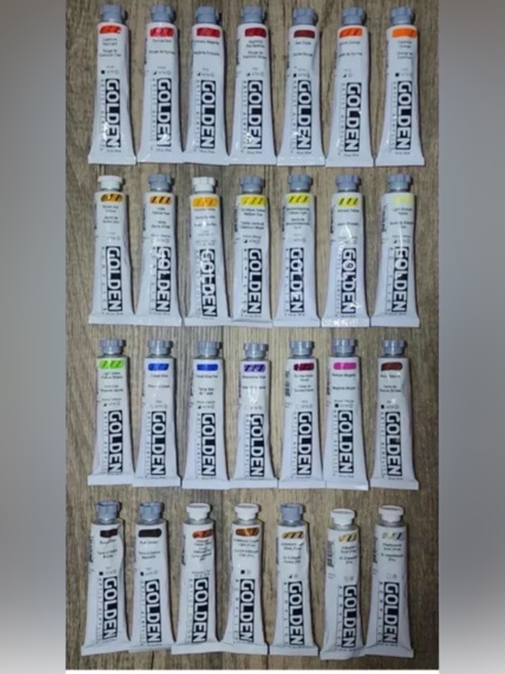 🌟 Lot of 28 🌟 GOLDEN ACRYLIC Heavy Body PAINT TUBES No Duplicate Colors ☆NEW☆